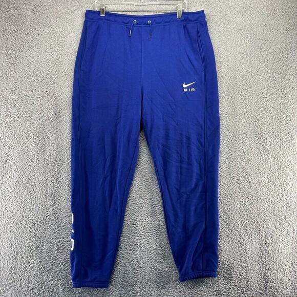 Nike Sweatpants Men's Extra Large Blue White Cuffed French Terry Sportswear Air - Picture 1 of 11